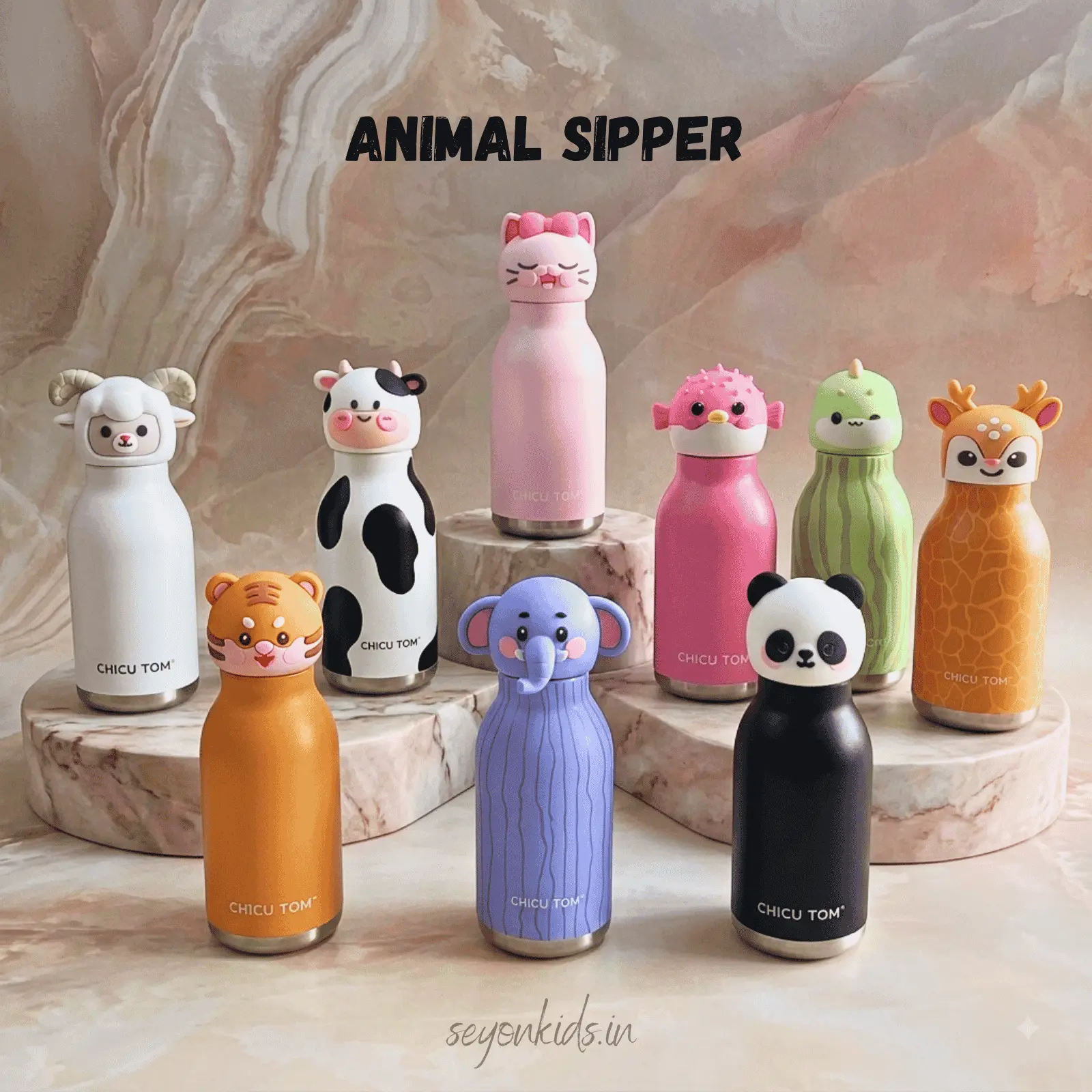 Chicu Tom 3D Animal Sipper Bottle
