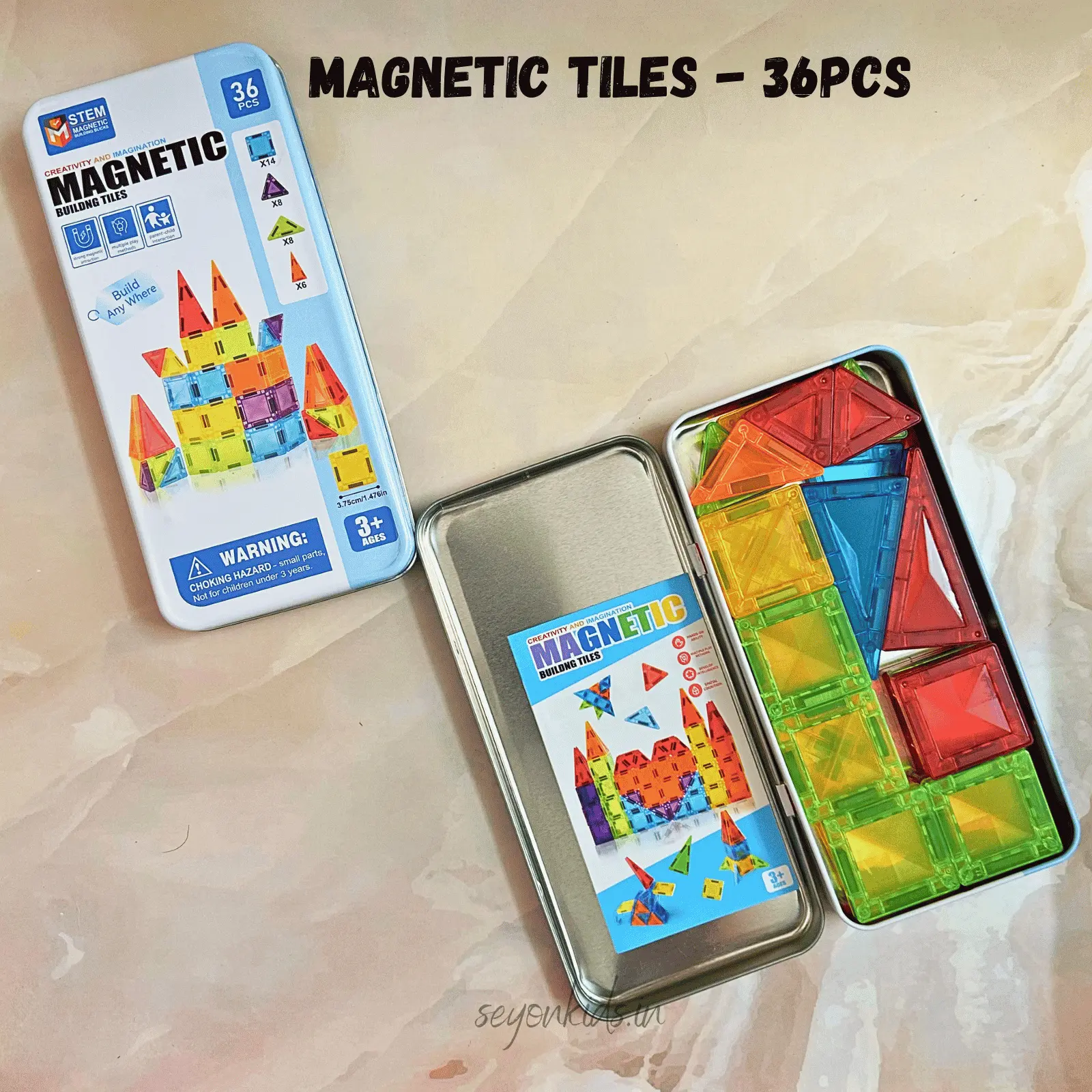 Magnetic Tiles Compass Box - 36 Pcs