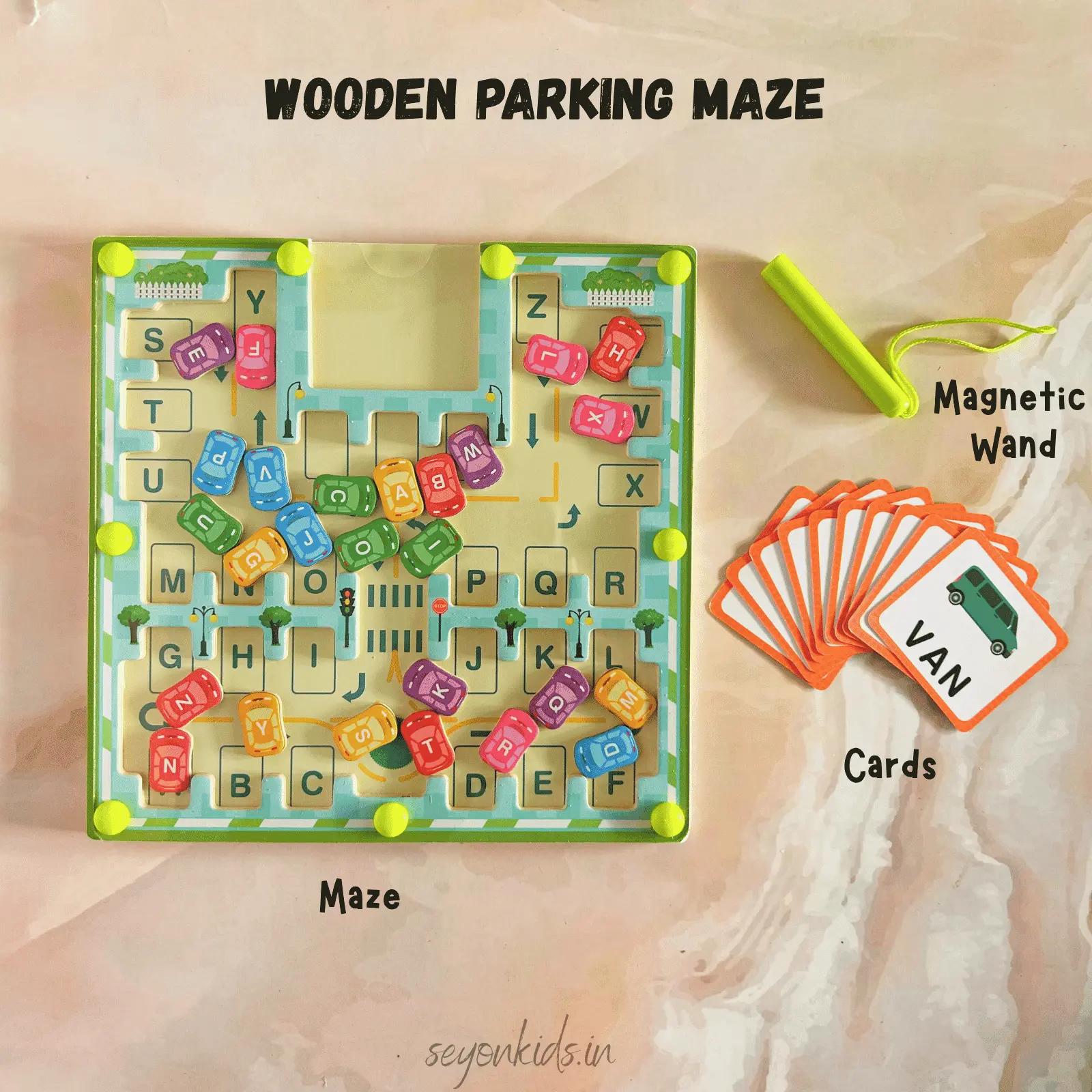 Small Wooden Parking Magnetic Maze