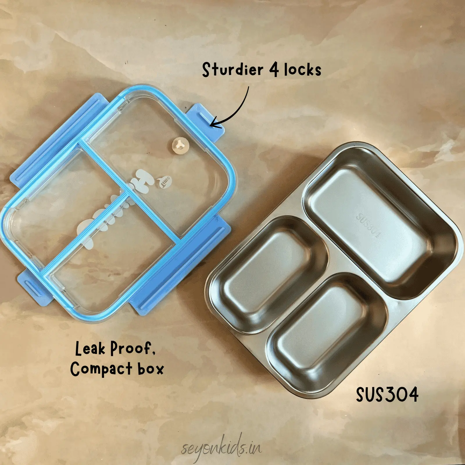 Plate Style 3 Compartment Bento Box