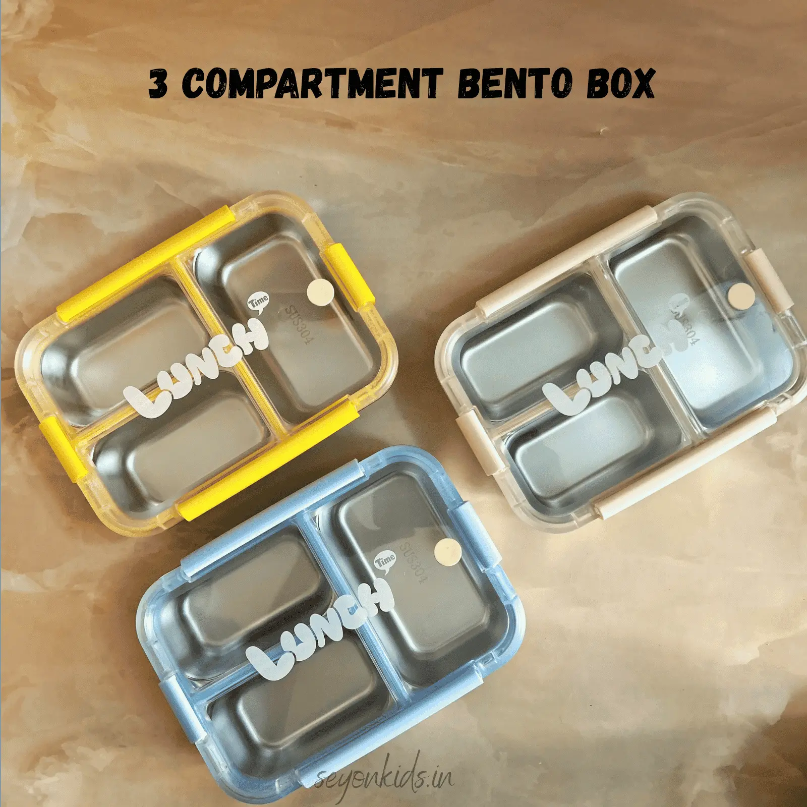 Plate Style 3 Compartment Bento Box