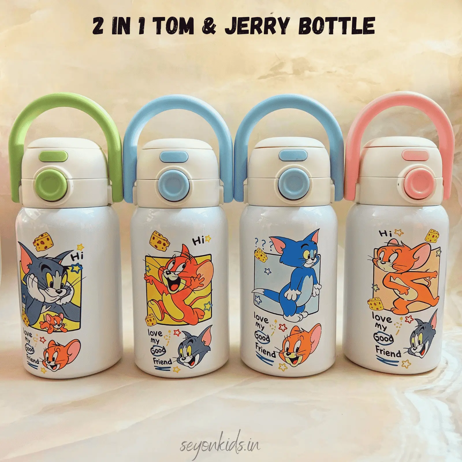 2 in 1 Tom & Jerry bottle with Handle